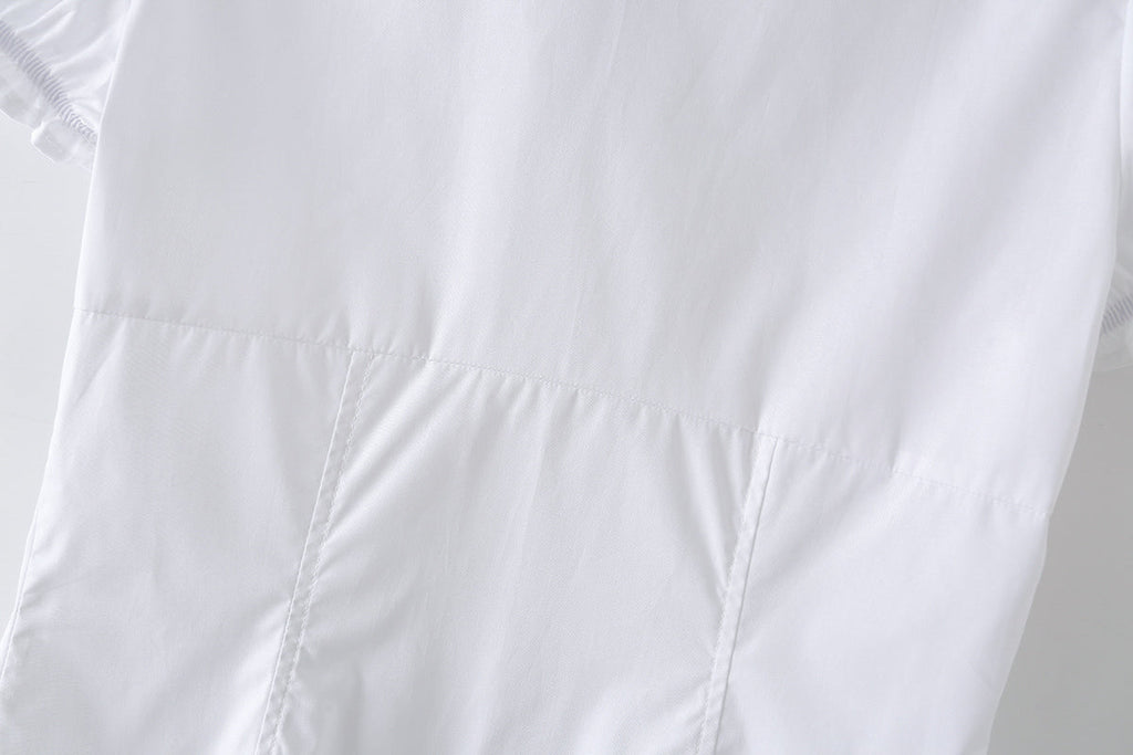 Women's slim cotton bubble sleeve poplin shirt