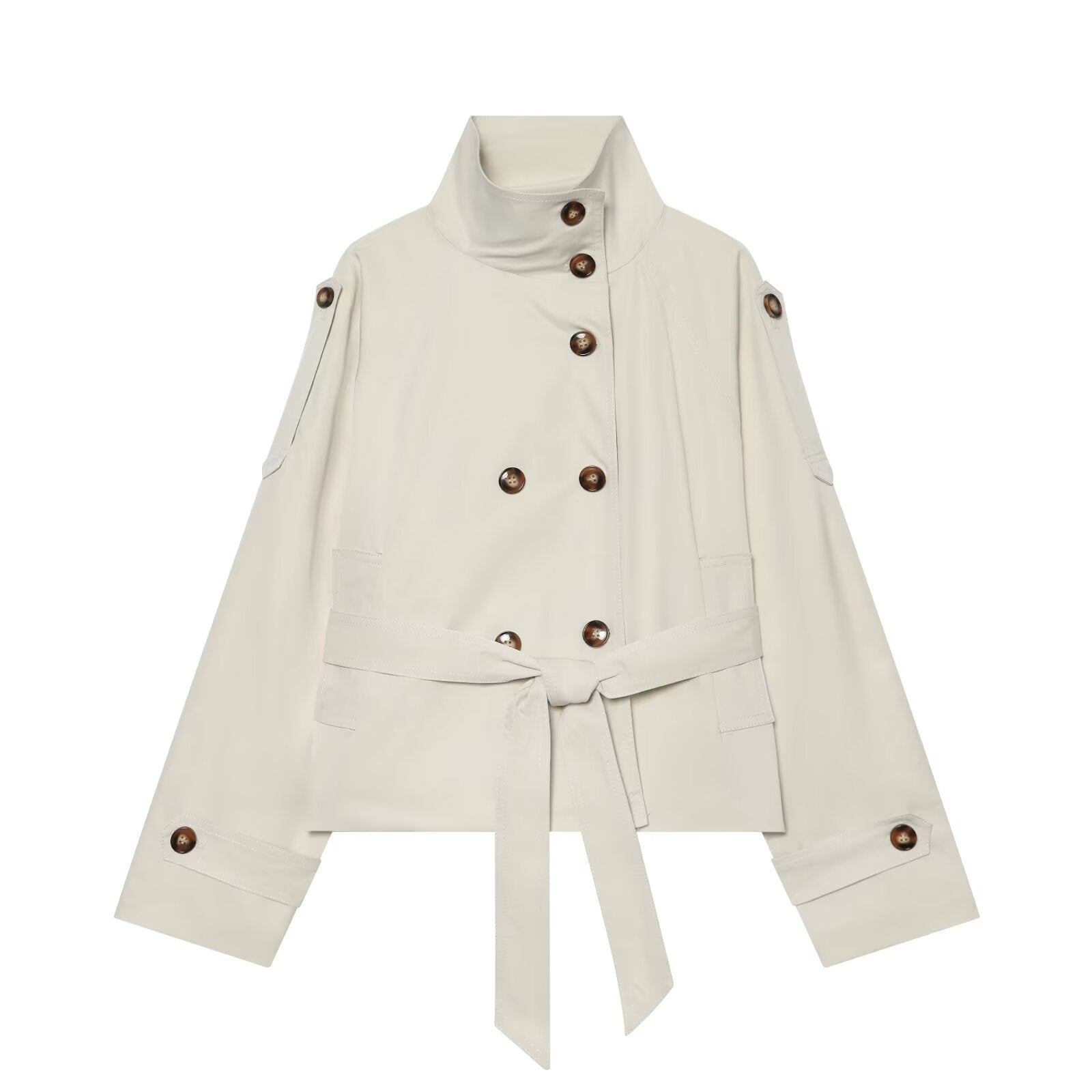 Women's double breasted lace up windbreaker Coat