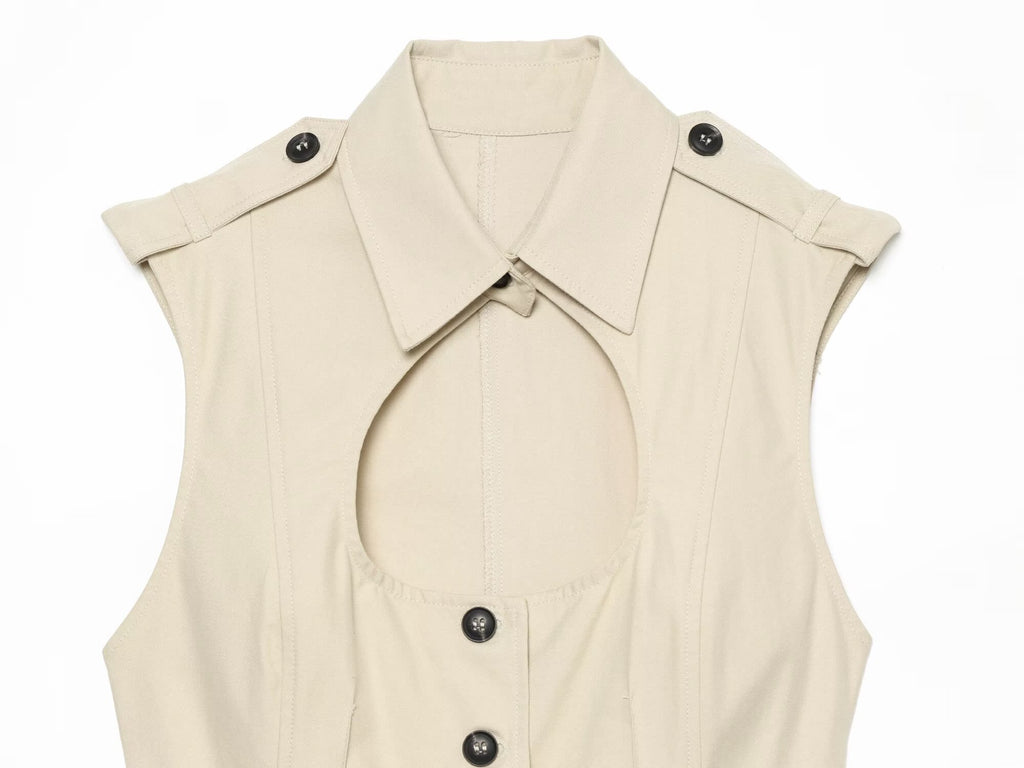 Women's open design windbreaker fabric top