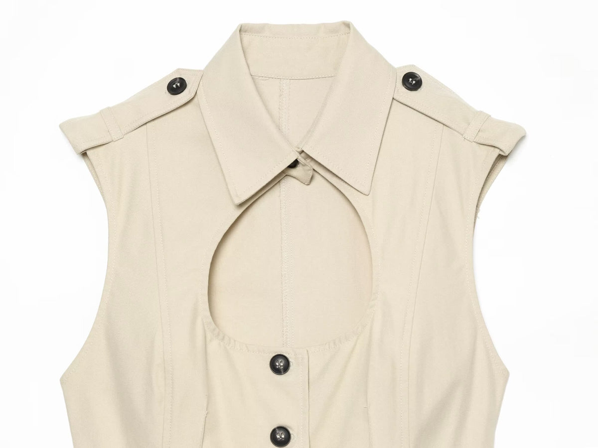 Women's open design windbreaker fabric top