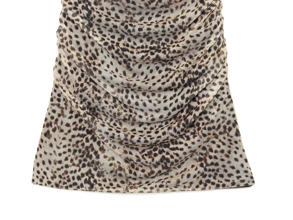Women's animal print pleated tulle dress