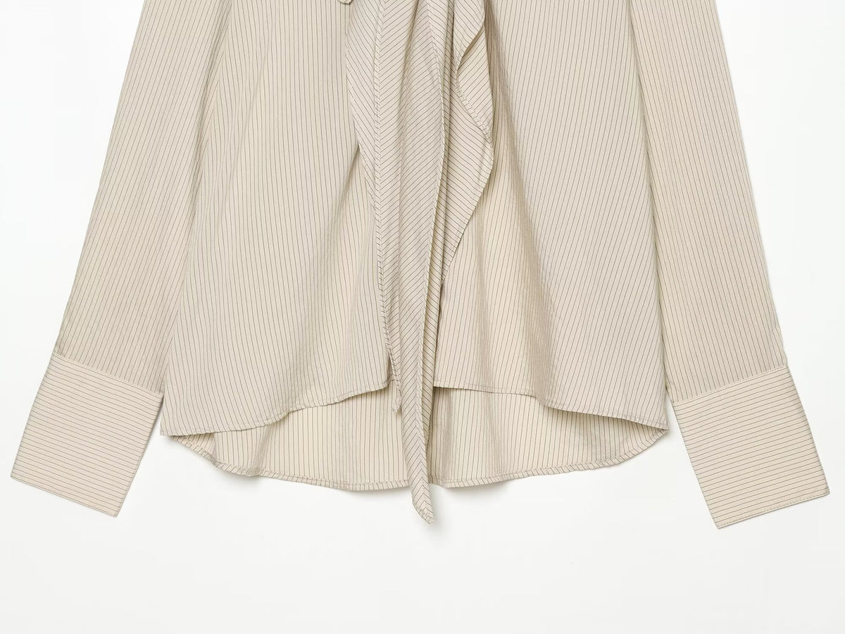 Women's knot decoration casual striped shirt