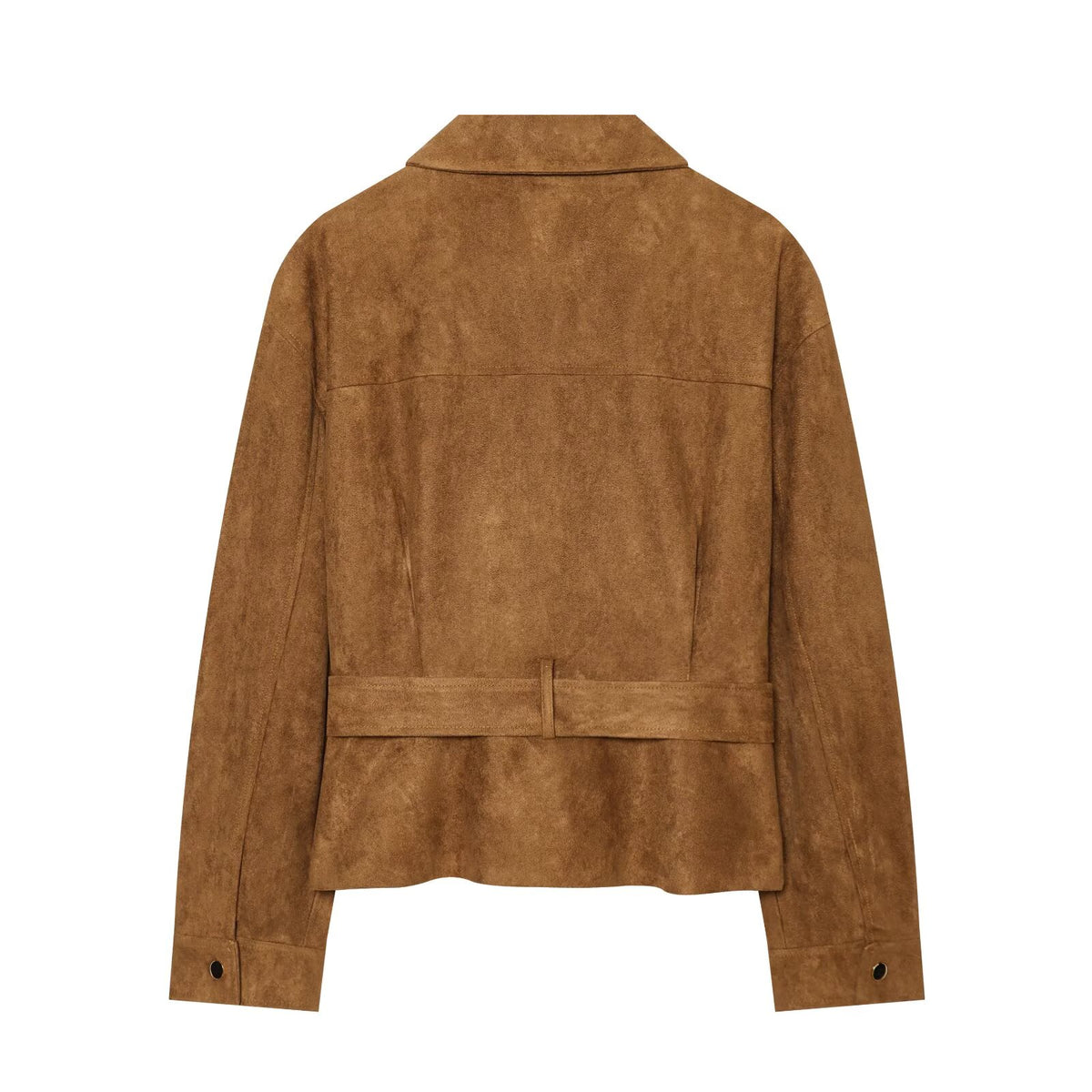 Women's with belt suede texture jacket Coat