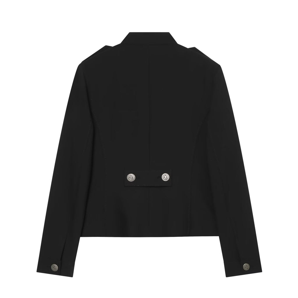 Women's With shoulder pads slim double breasted jacket