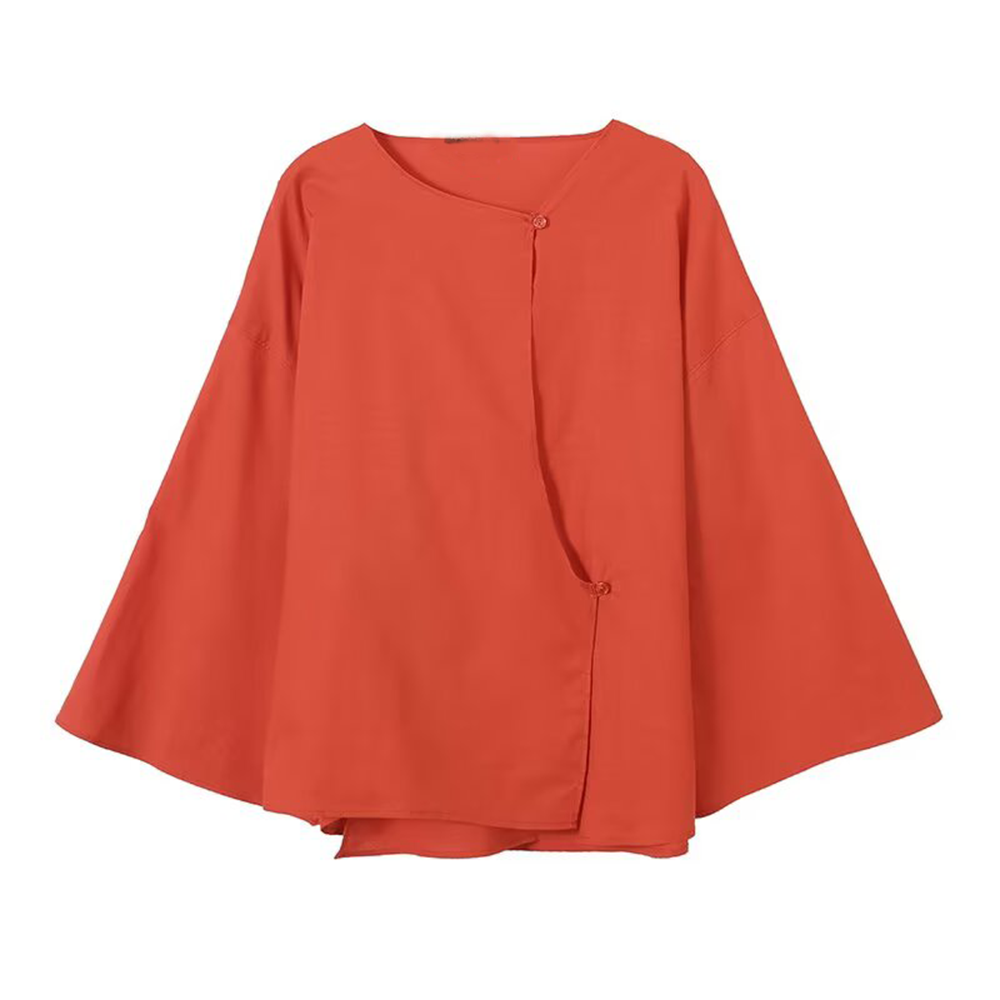 Women's lace up decorative linen blend shirt