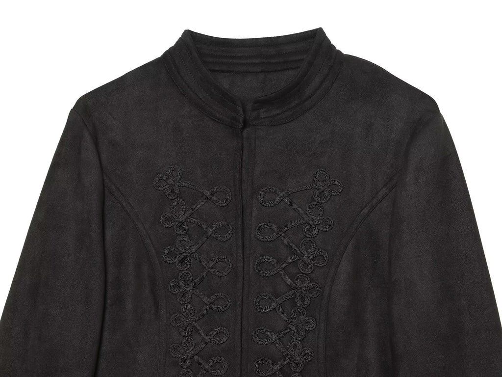 Women's suede textured rope knot buckle Coat