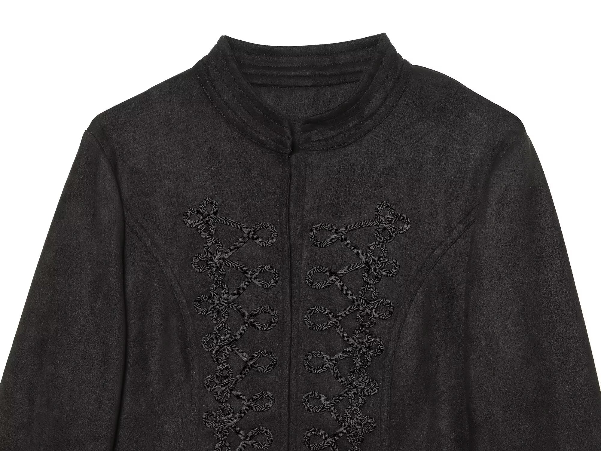 Women's suede textured rope knot buckle Coat