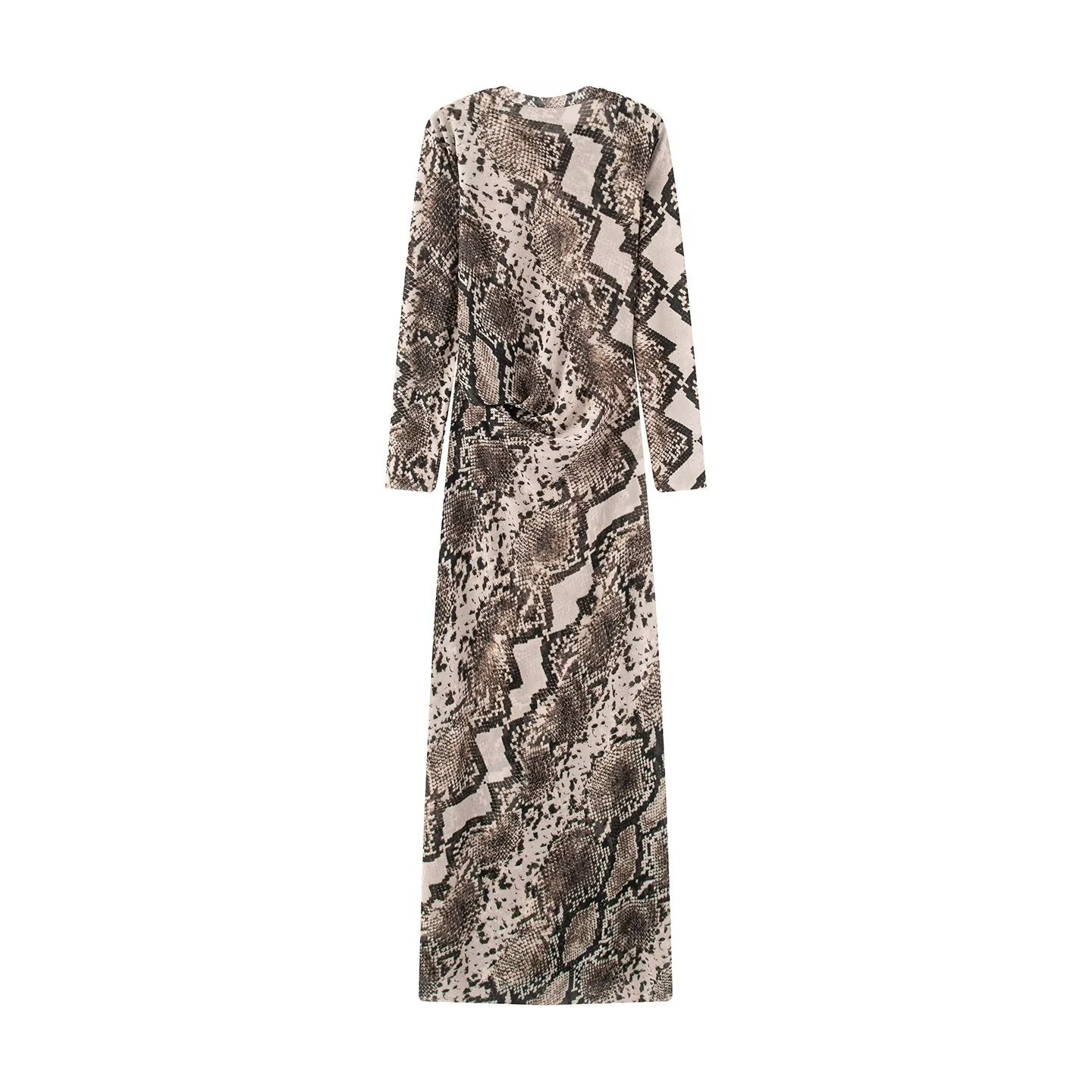 Women's animal print mesh Midi dress
