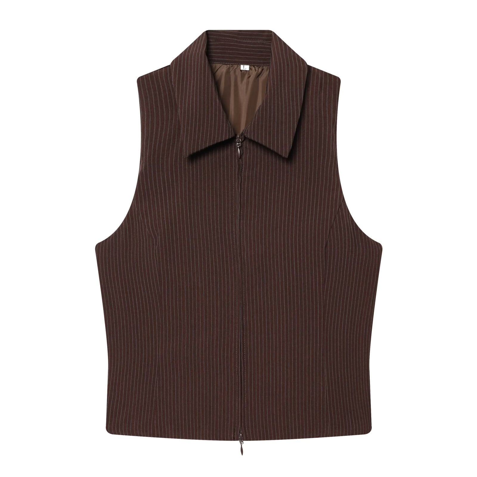 suit Women's 2 pieces sleeveless lapel striped zipper vest+Pants