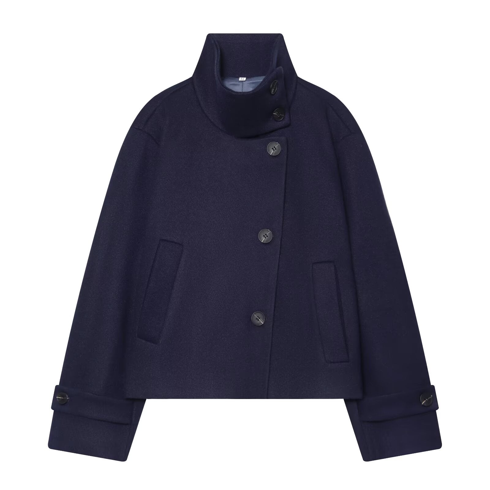 Women's standing collar short single breasted coat