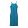 Women's vacation style linen blended MIDI dress