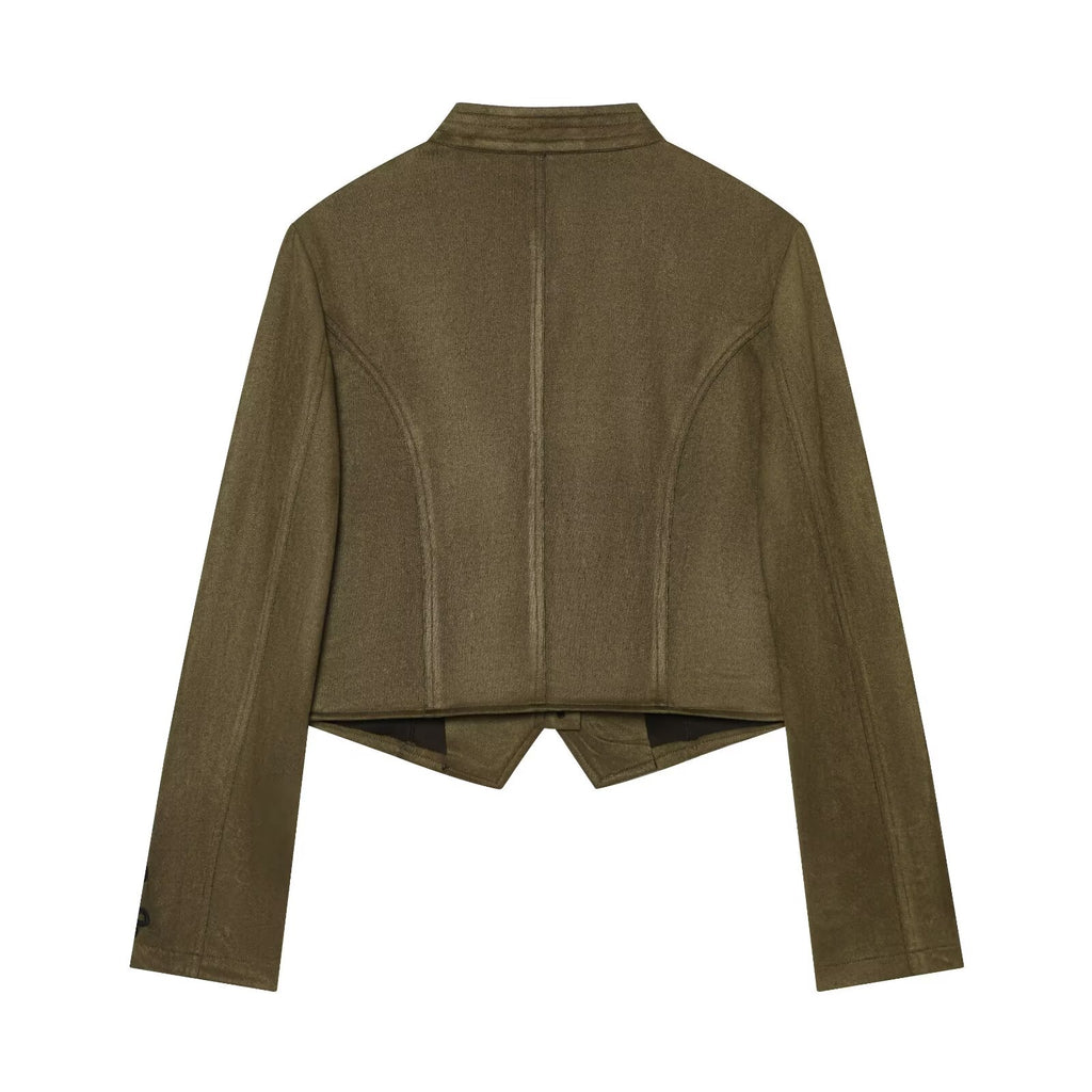 Women's suede textured rope knot buckle Coat