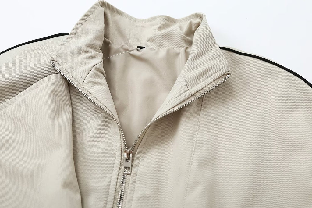 suit Women's 2 pieces standing collar zipper pilot jacket Coat+Pants