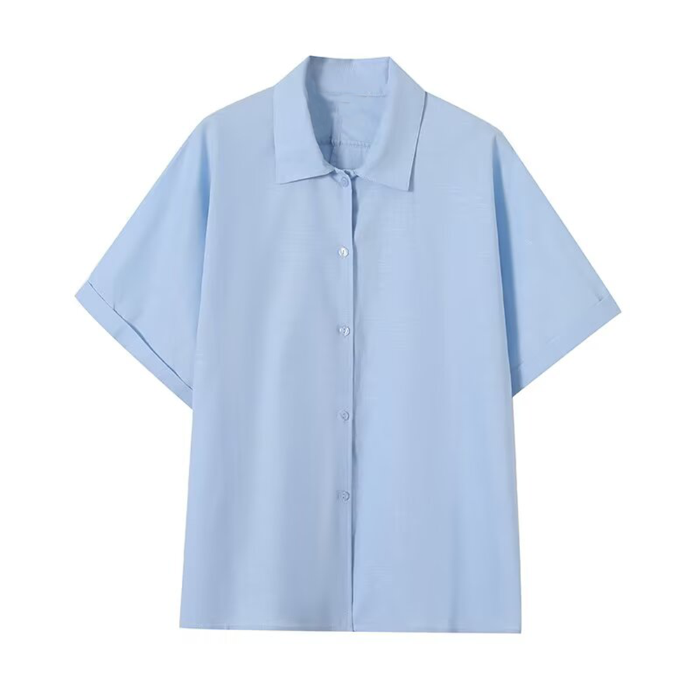 Women's casual linen blend short sleeved shirt