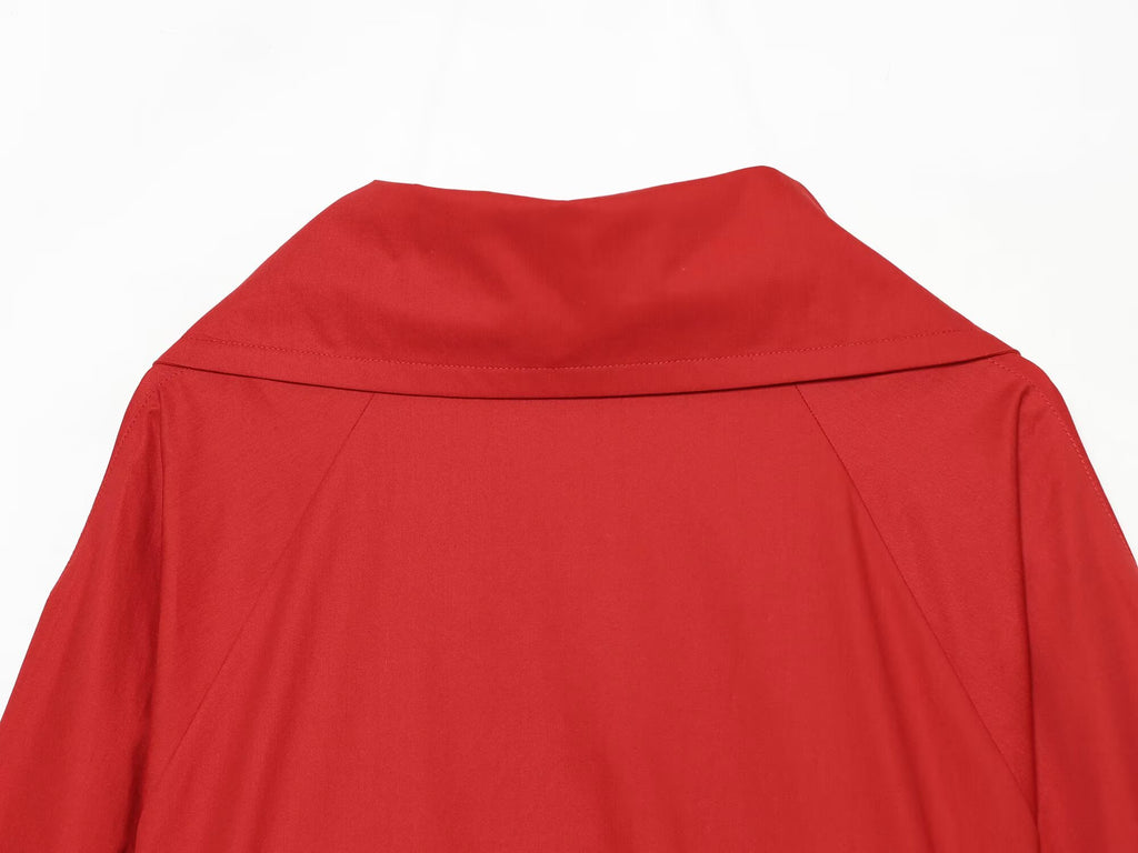Women's Big Lapel long sleeved buttoned Coat