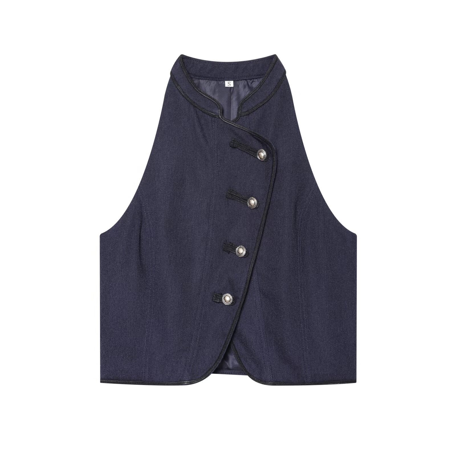 suit Women's 2 pieces contrasting color trimmed halter neck vest+ Shorts Skirts