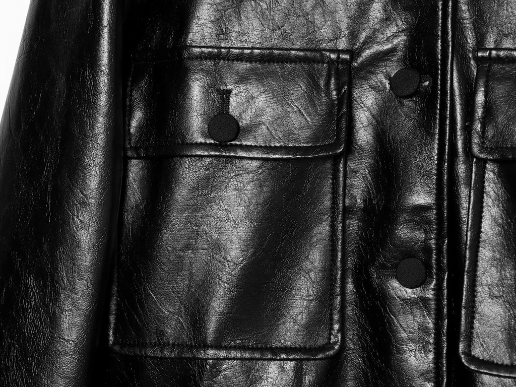 Women's with Belt Black Leather Effect Jacket