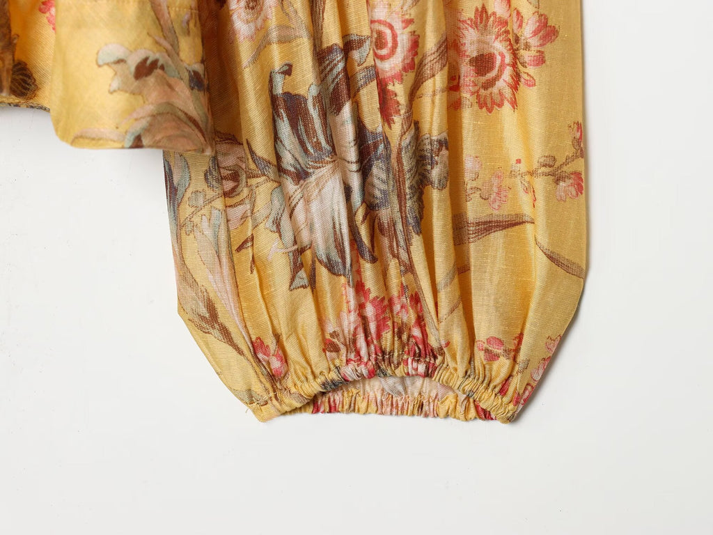 Women's skirt style hem printed top