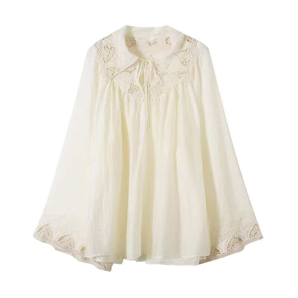 Women's casual hollow embroidery cover shirt
