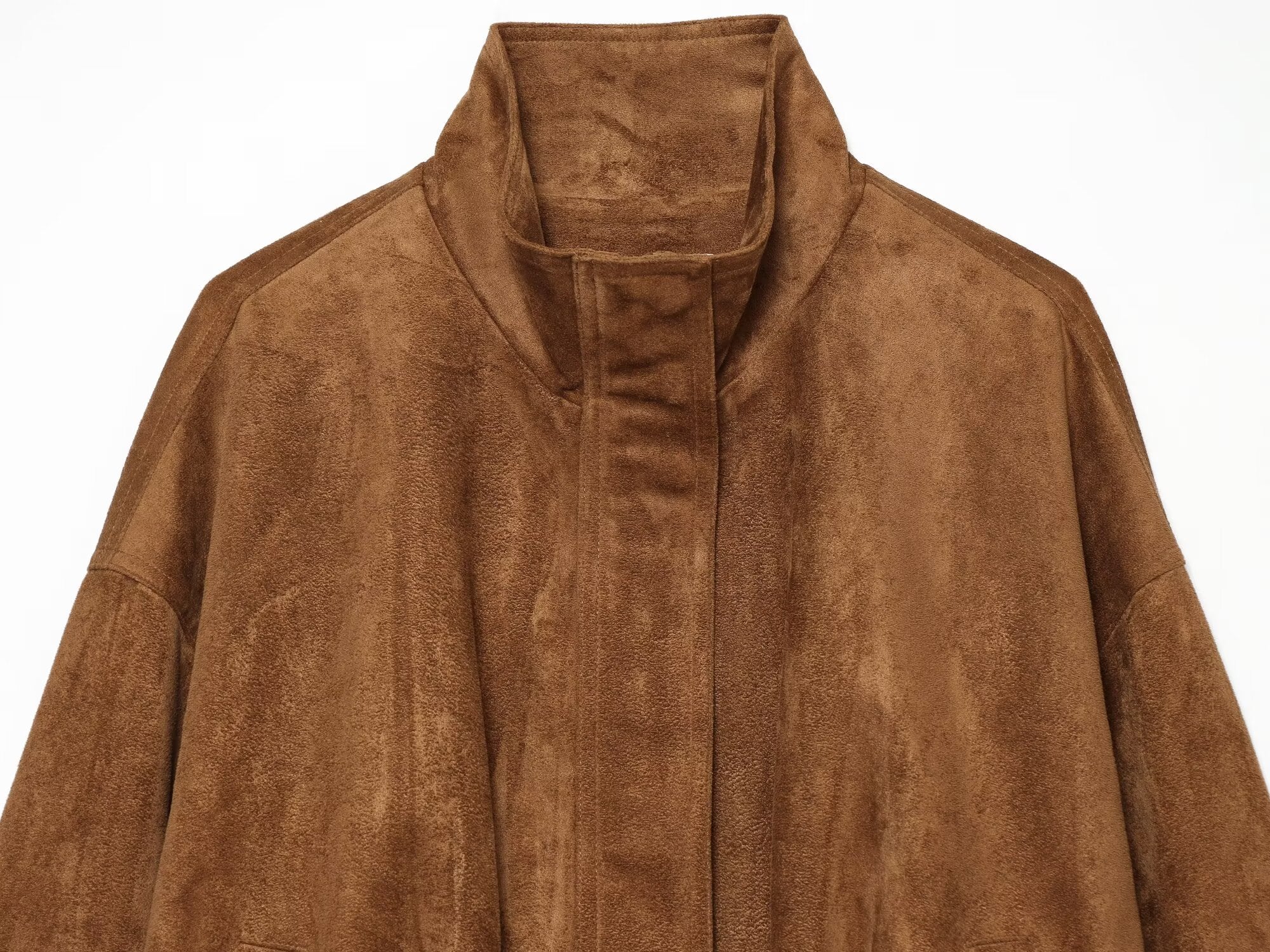 Women's suede textured stand collar jacket Coat