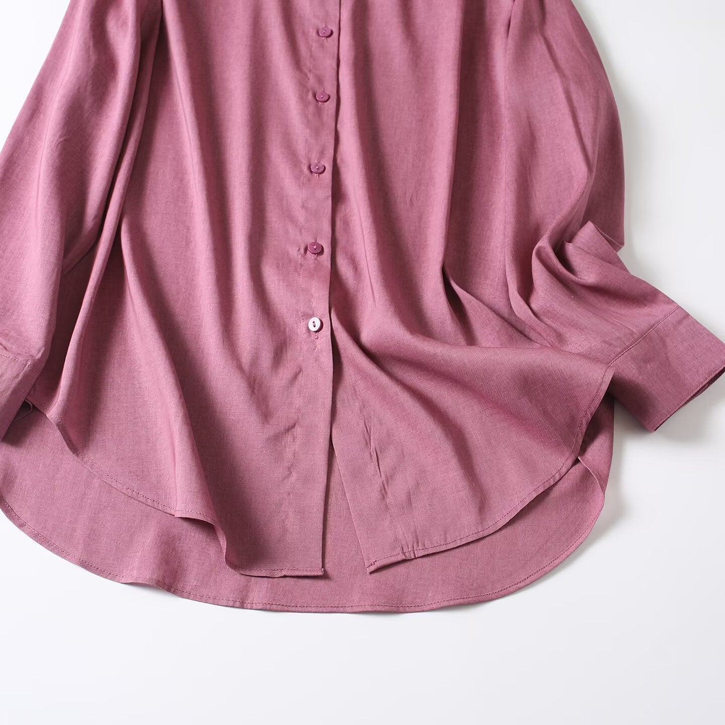 Women's loose linen blended Lapel shirt