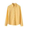 Women's new fashion long sleeved lapel cotton linen blend shirt