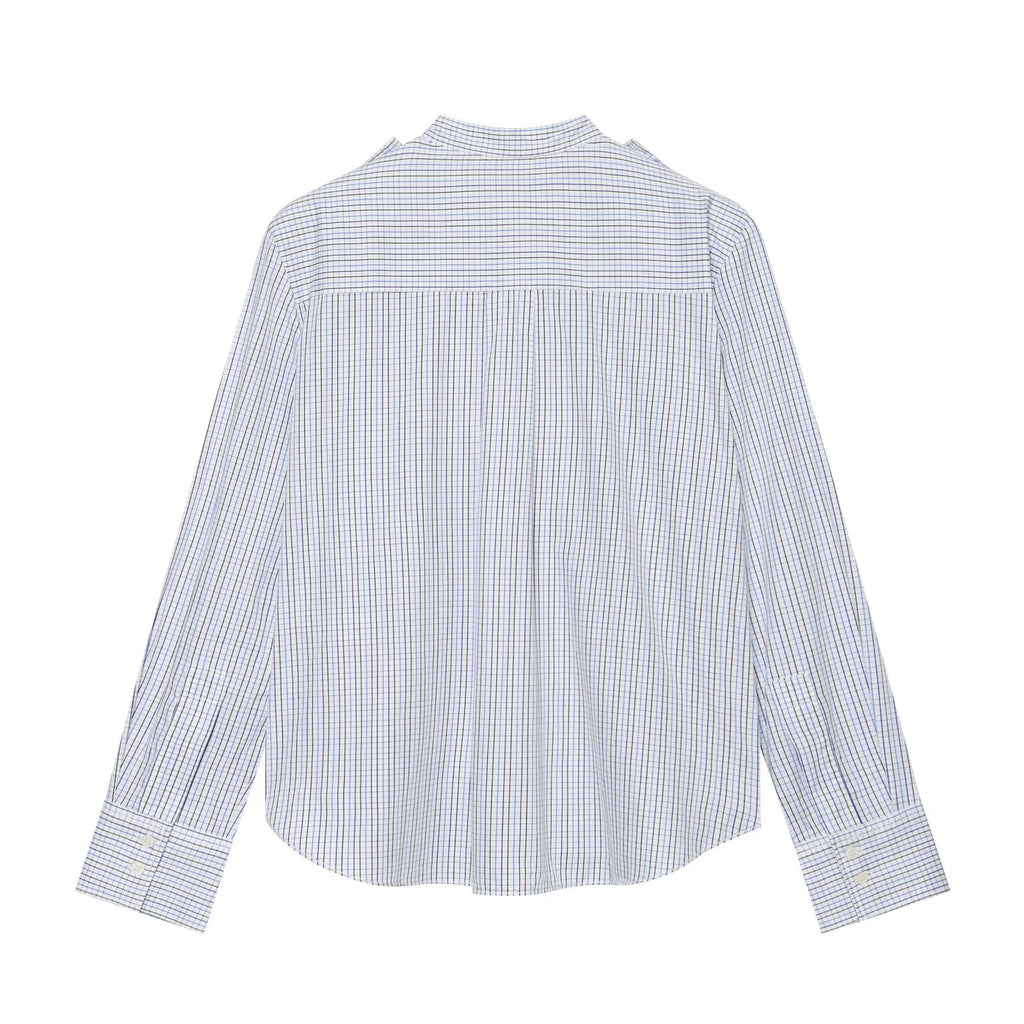 Women's with shoulder pads casual plaid shirt