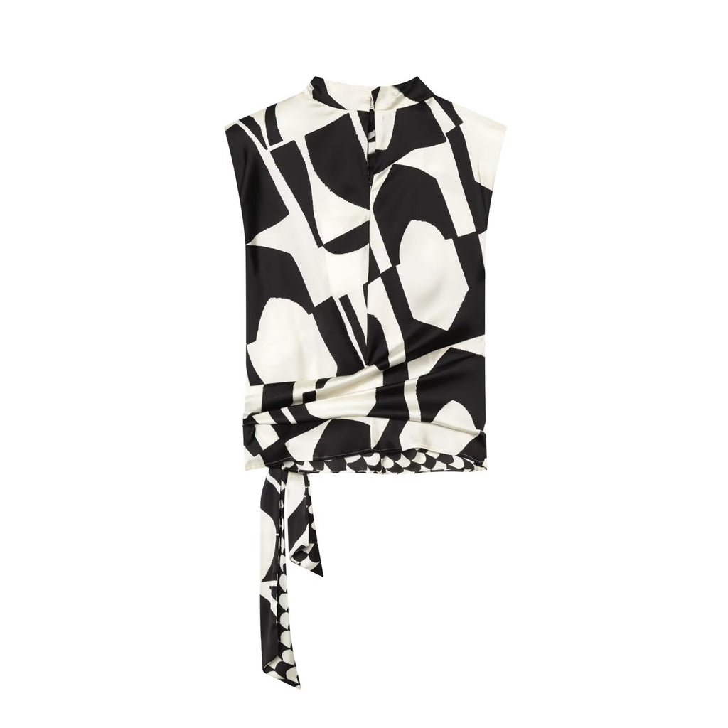 suit Women's 2 pieces geometric printed shoulder pad top+Pants