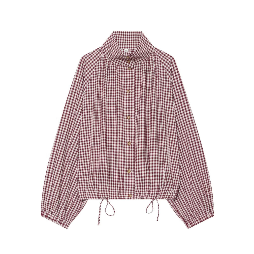Women's with drawstring casual plaid Coat