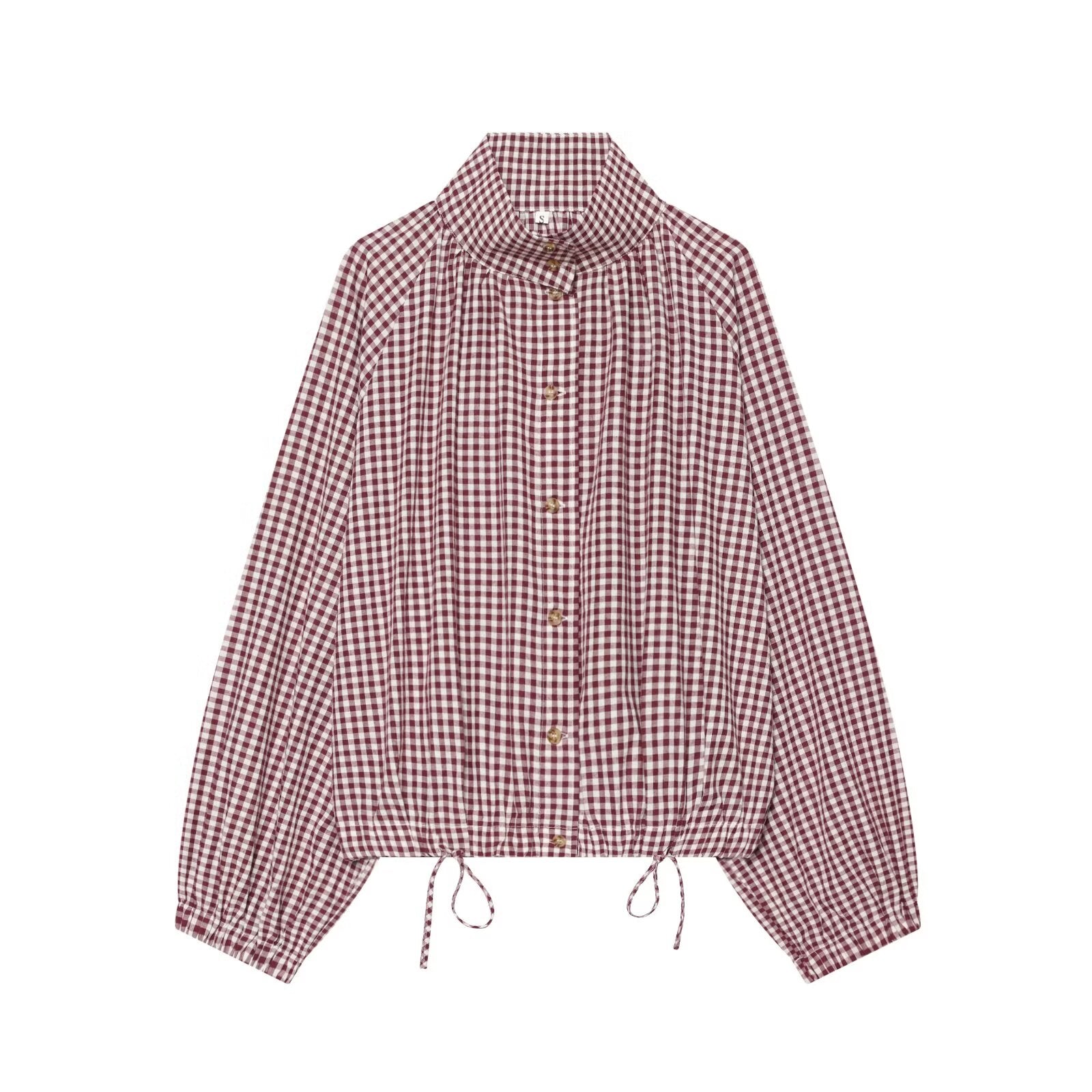 Women's with drawstring casual plaid Coat