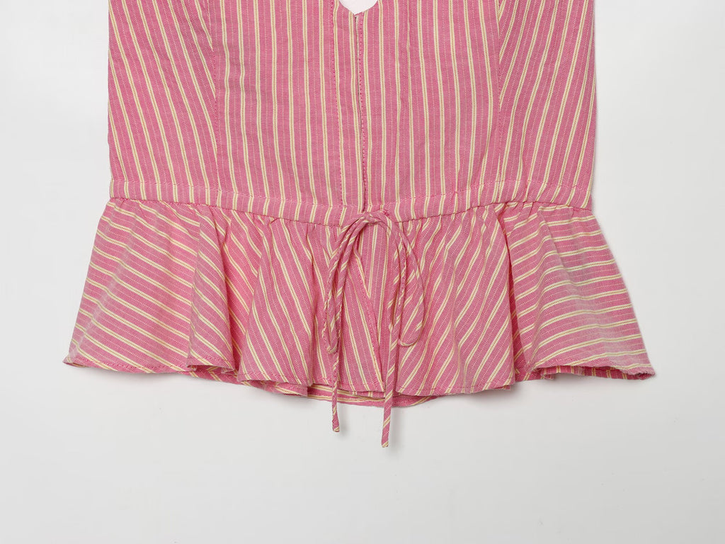 suit Women's 2 pieces striped halter neck top+wide leg pants