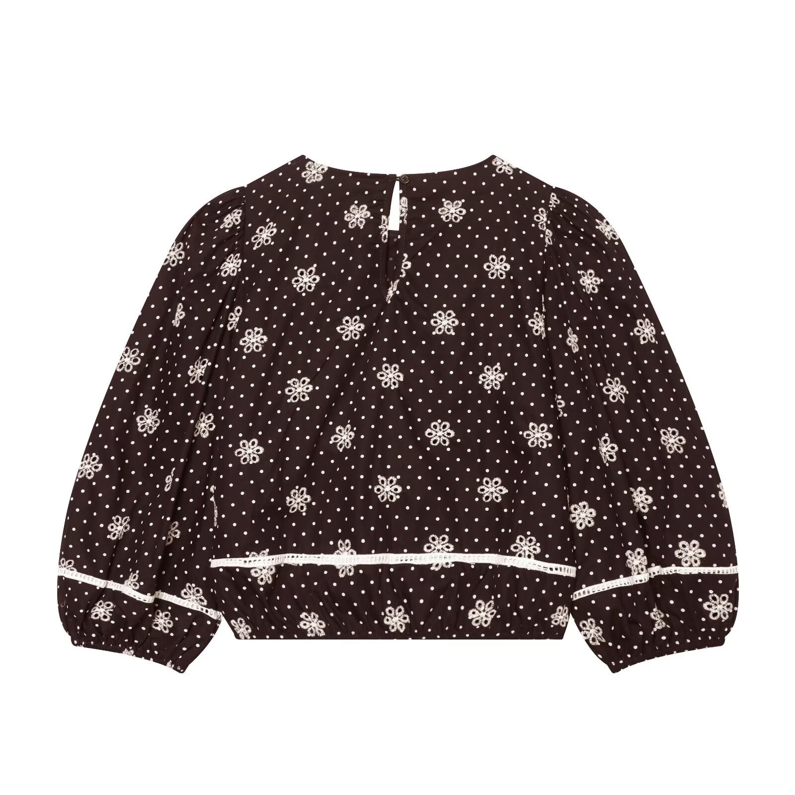 Women's hollowed out embroidered polka dot shirt