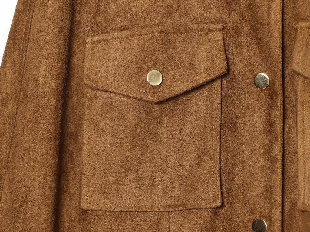 Women's with belt suede texture jacket Coat