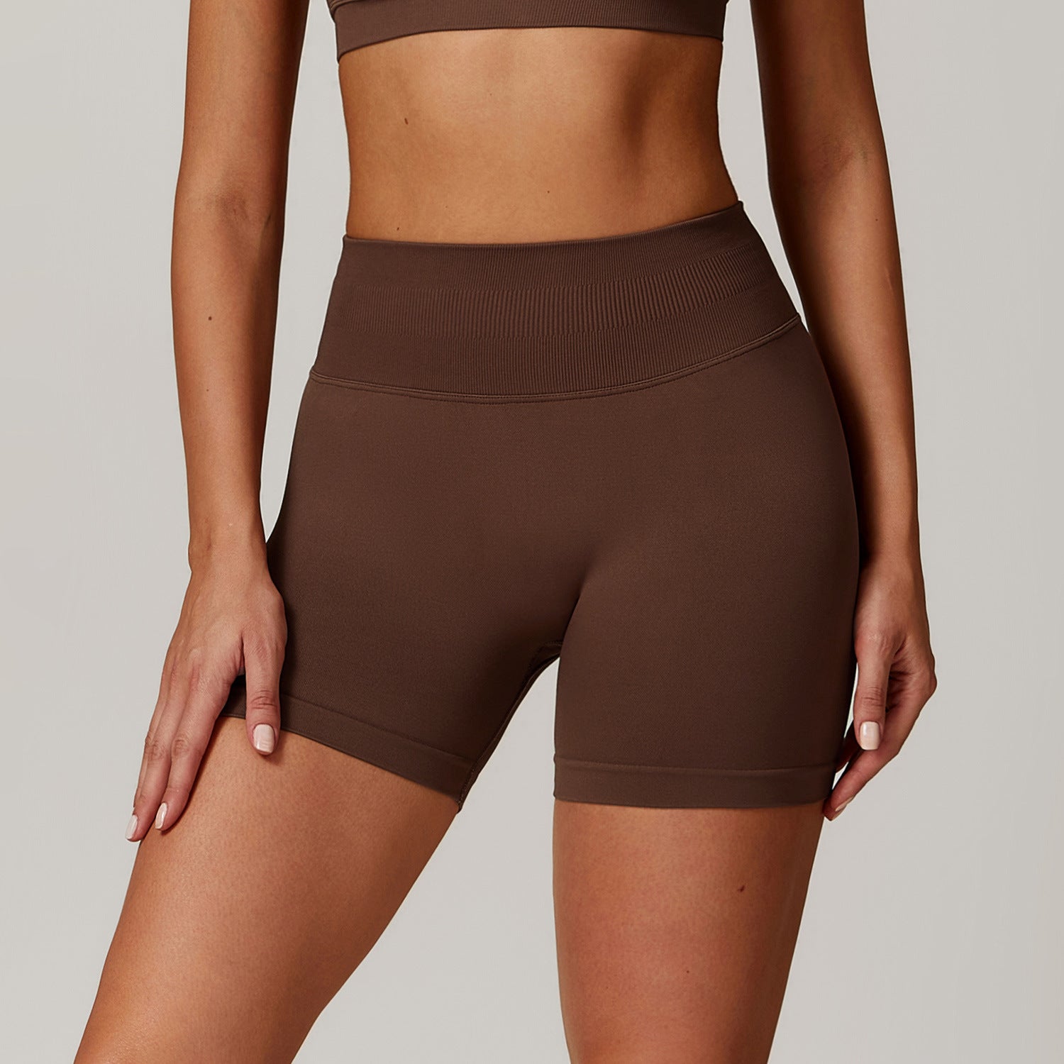 Women's New Fashion Seamless Yoga Breathable Sports Vest Seamless High Waist Yoga Shorts