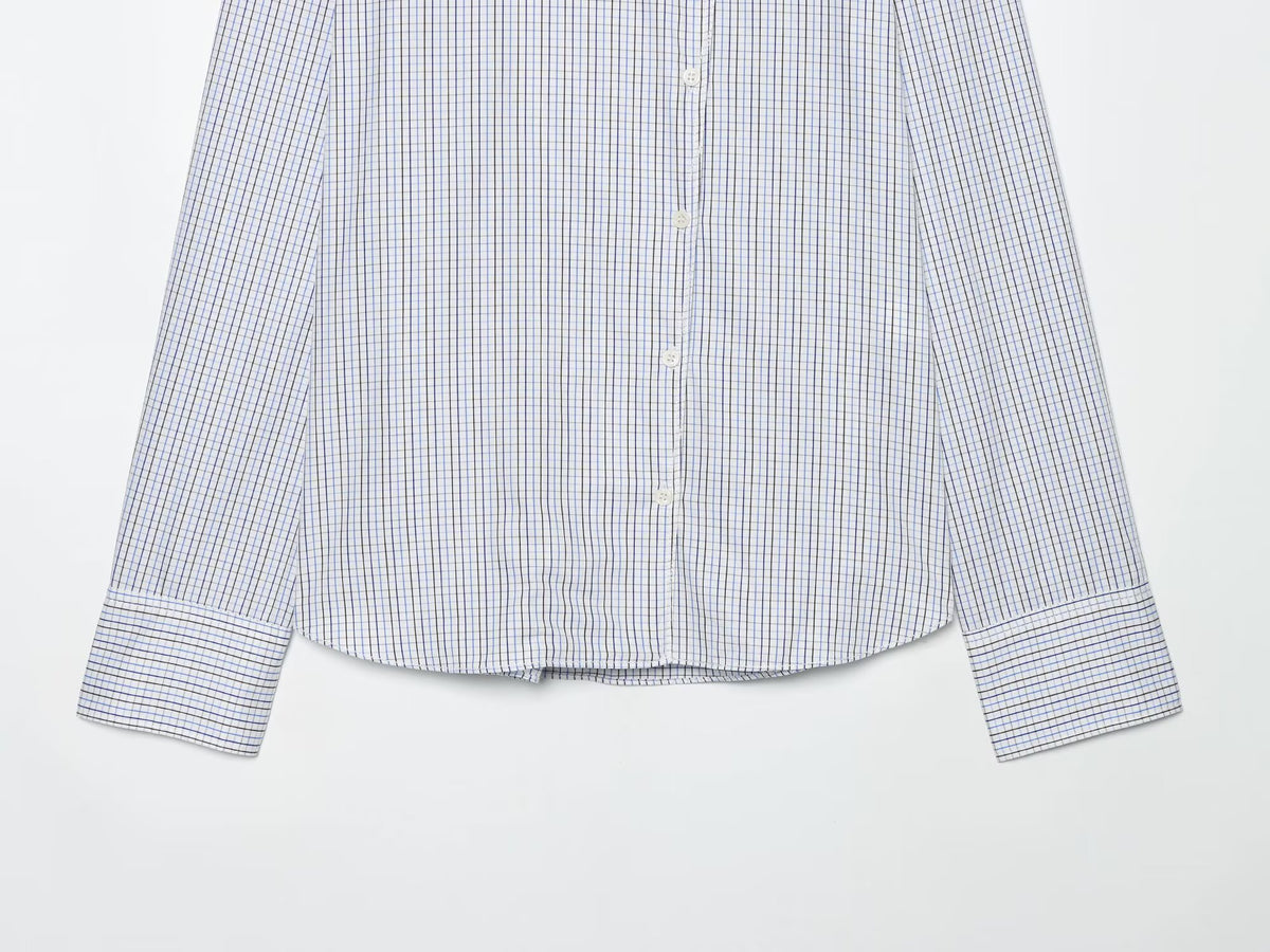 Women's with shoulder pads casual plaid shirt