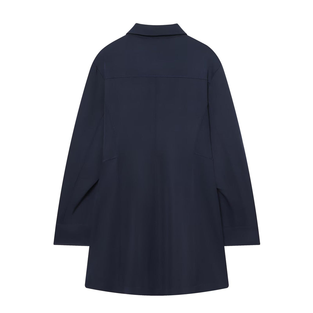 Women's pleated decorative shirt style mini dress