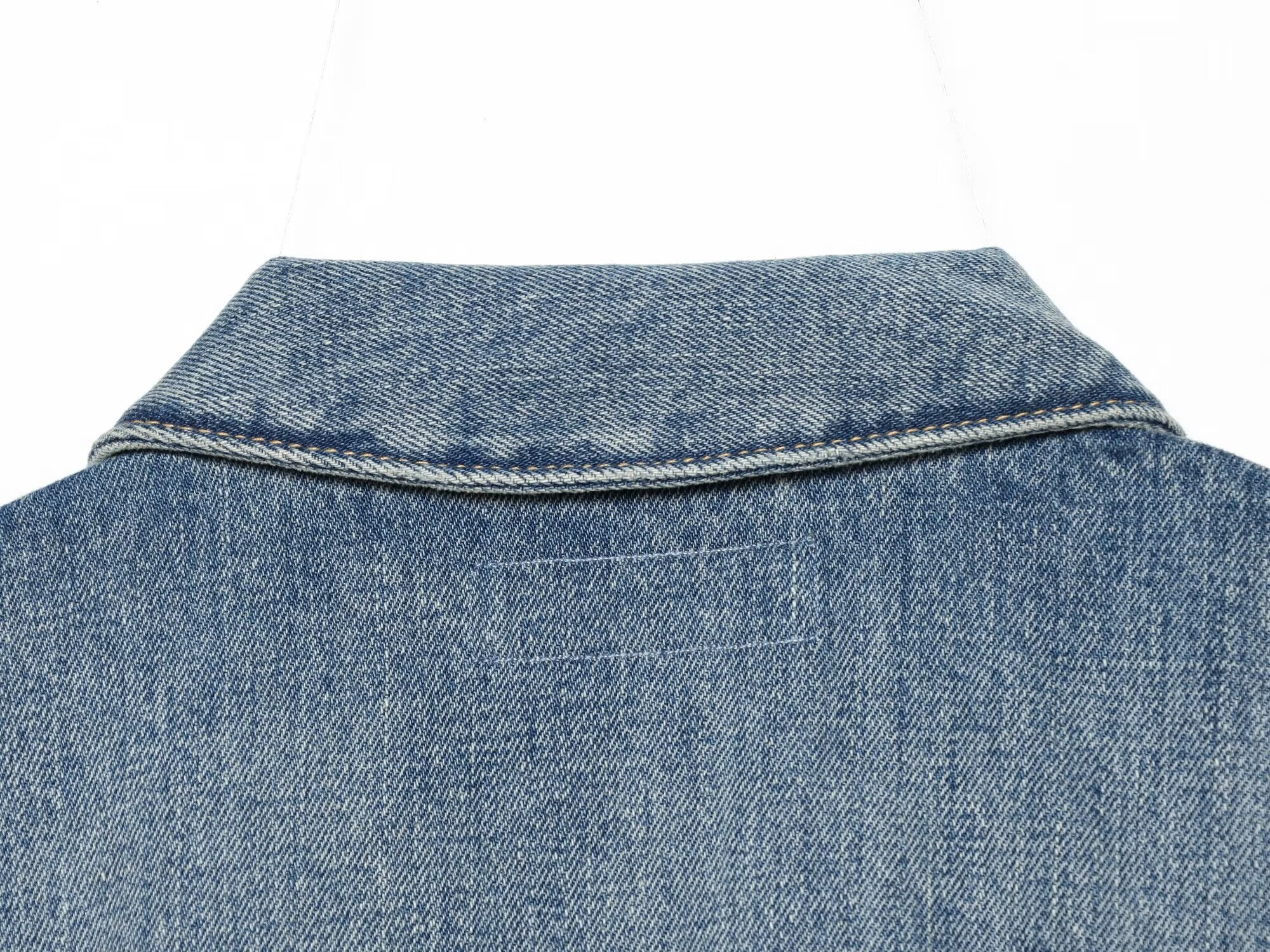 Women's short Lapel asymmetrical denim shirt