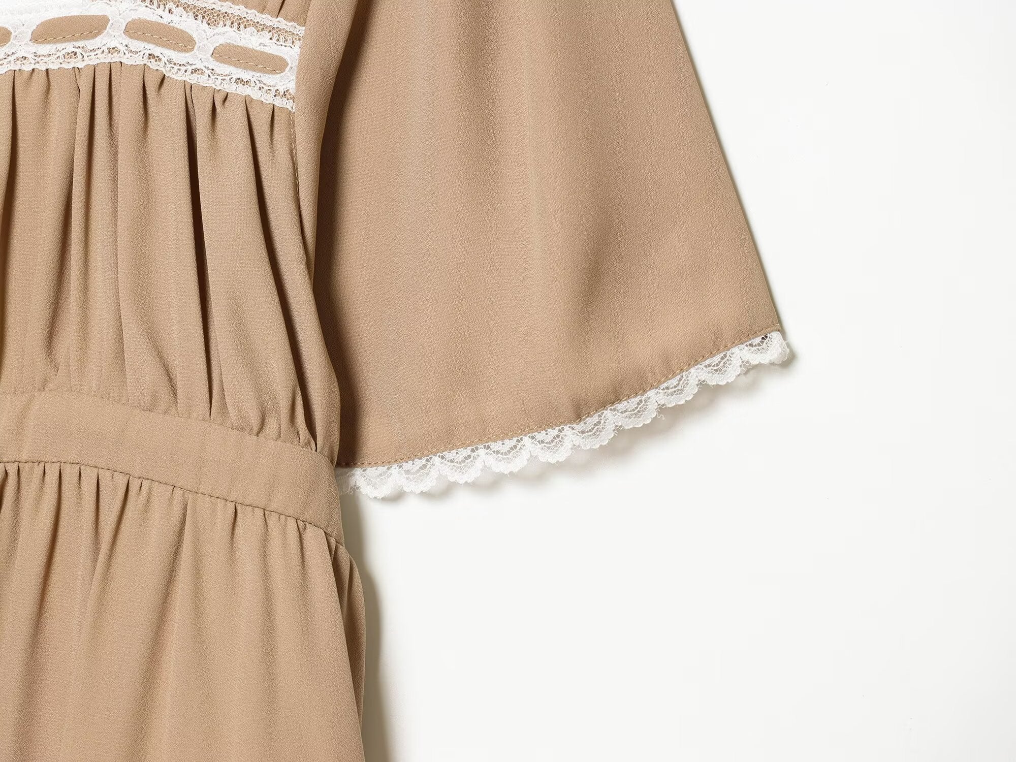Women's short sleeved patchwork lace dress