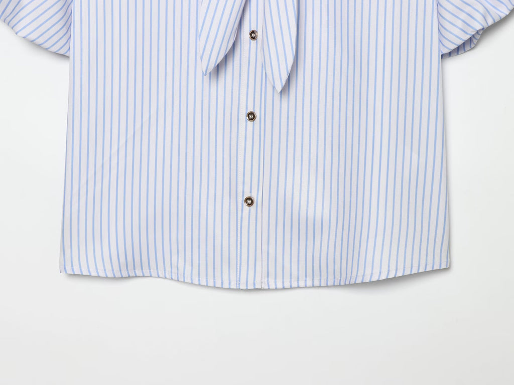 Women's bow decoration striped top