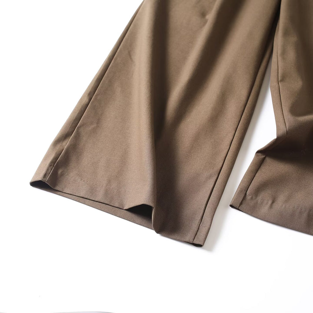 Women's pleated decorative linen blended wide leg pants