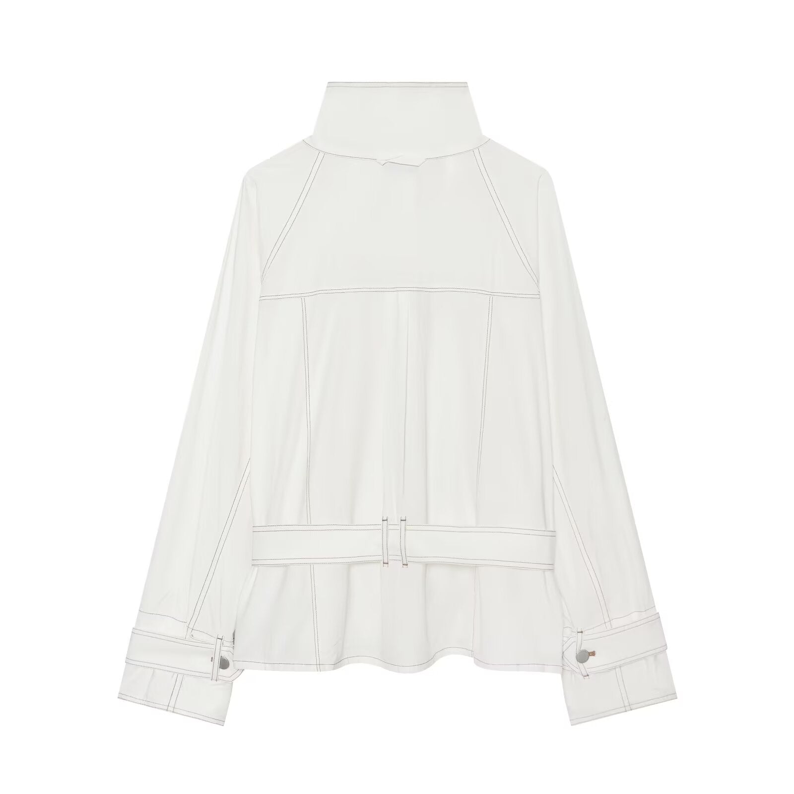 Women's contrasting bright line stand collar Coat