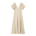 Women's Bubble sleeve Linen Blend Midi Dress