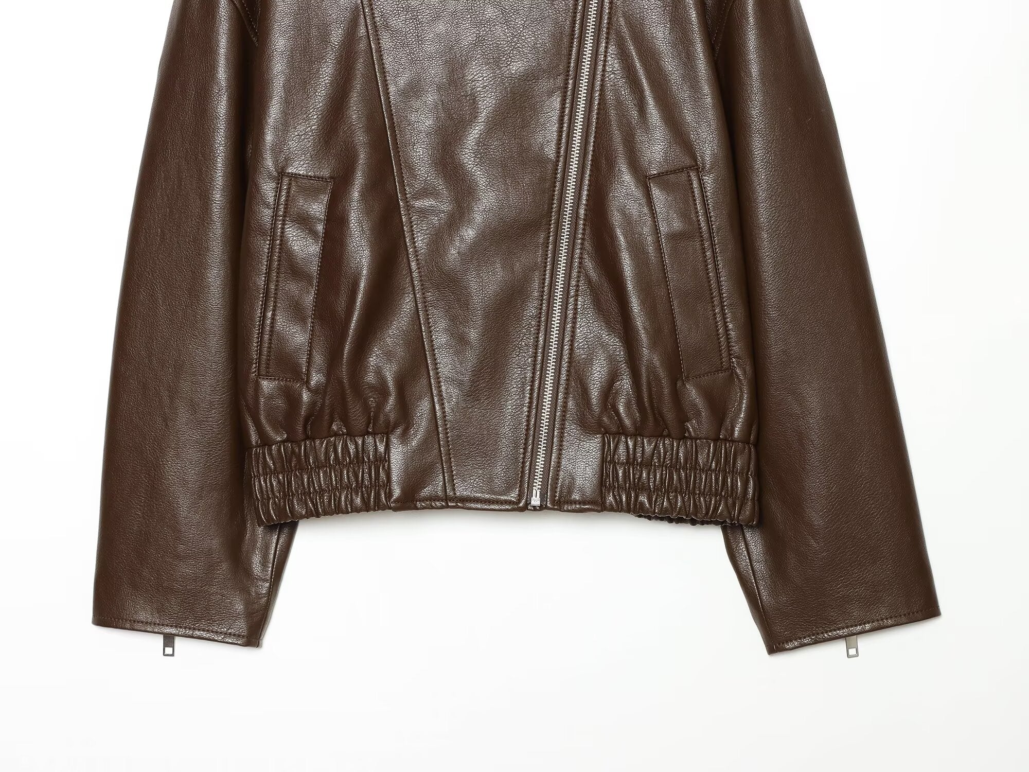 Women's large lapel imitation leather jacket Coat
