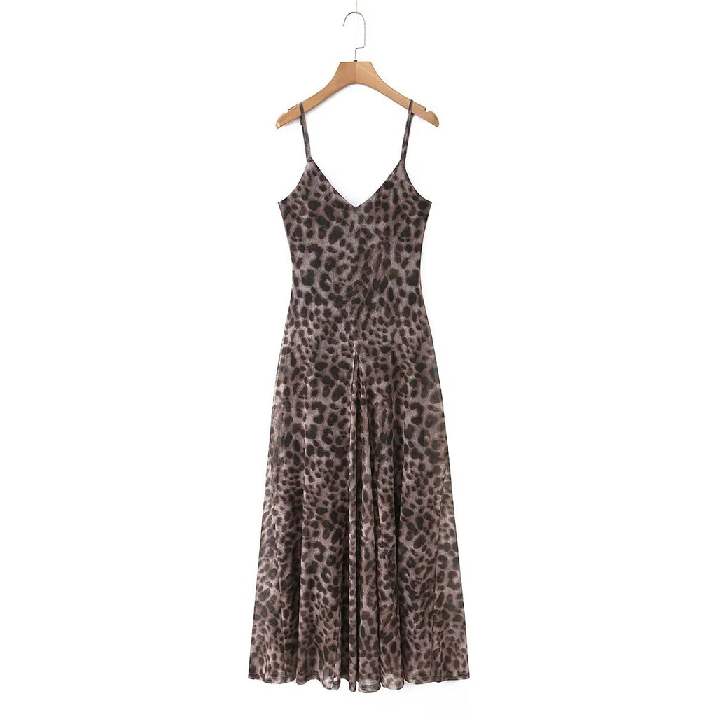 Women's elastic mesh suspender dress