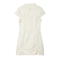 Women's standing collar jacquard mini dress