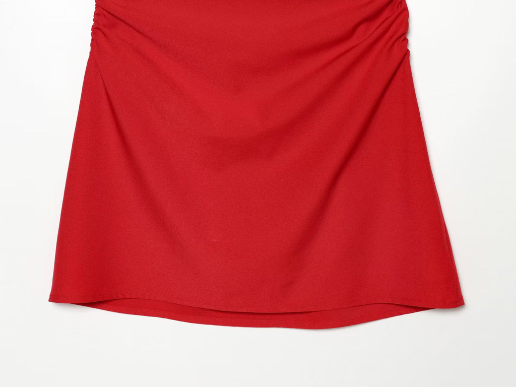 Women's with shoulder pads pleats mini dress