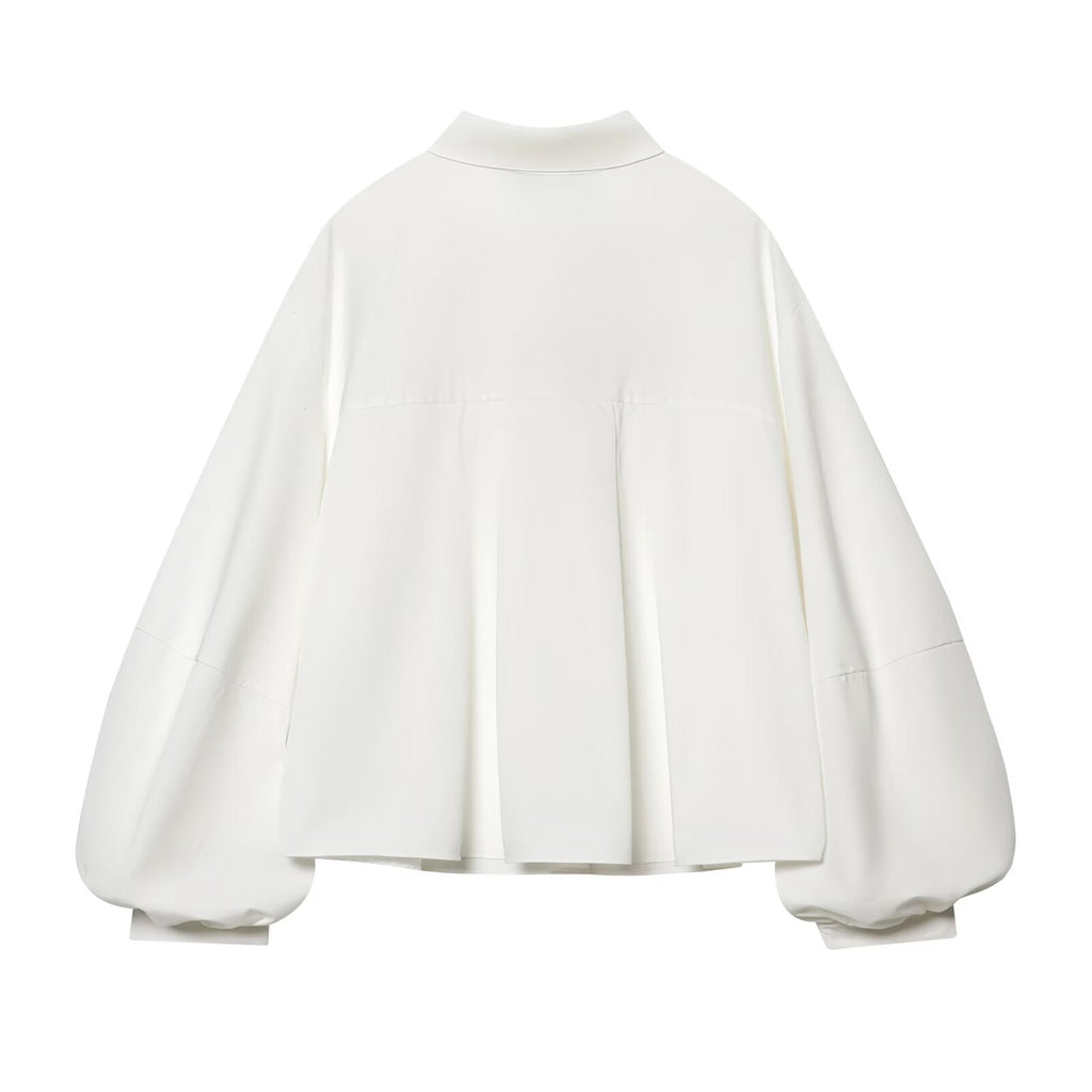 Women's loose puff sleeve poplin shirt