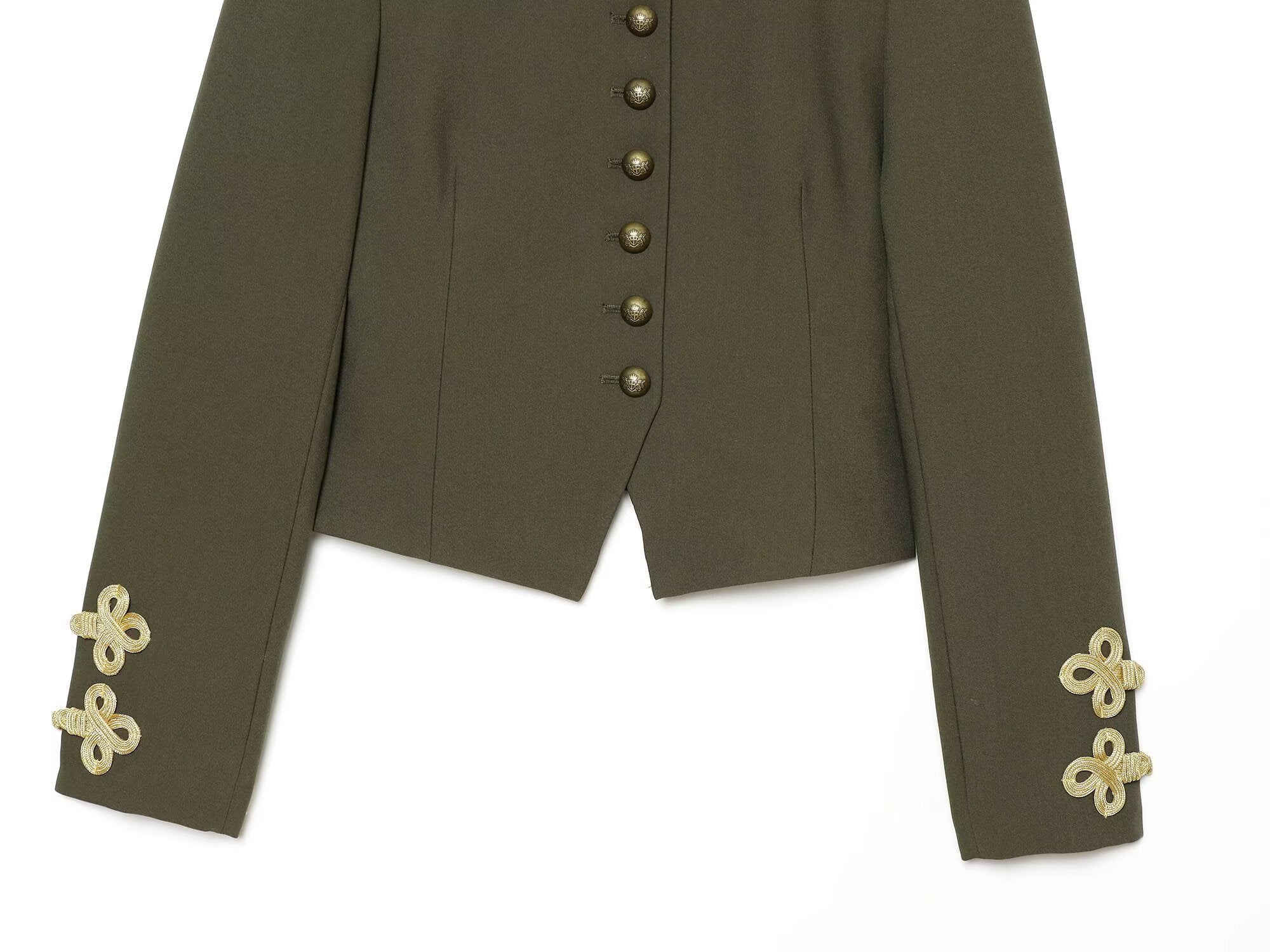 Women's slim O Neck rope knot buckle Blazer Coat