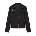 Women's diagonal zipper button decoration casual jacket