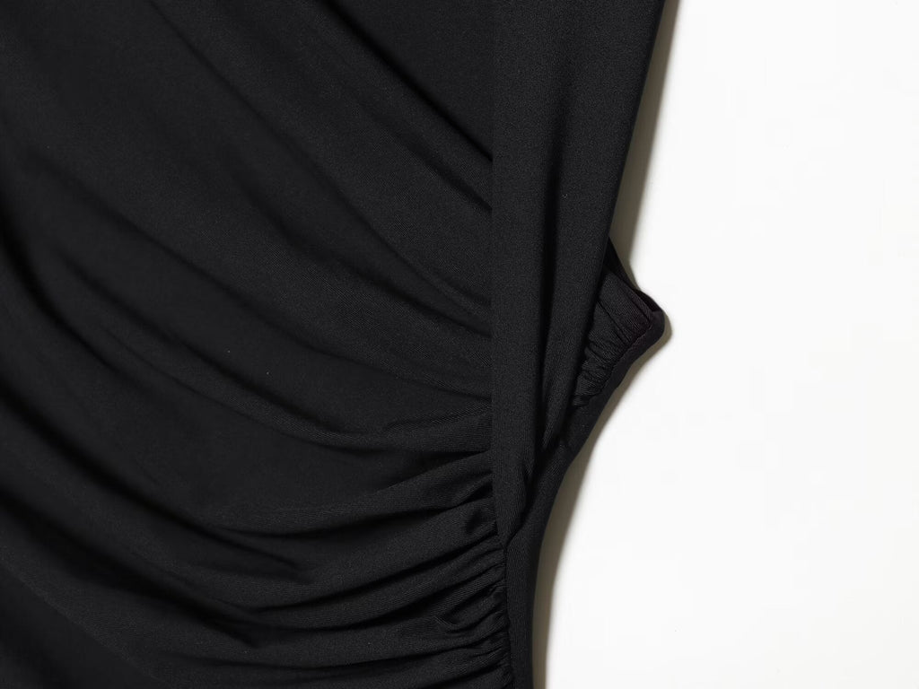 Women's pleated decorative elastic slim MIDI dress